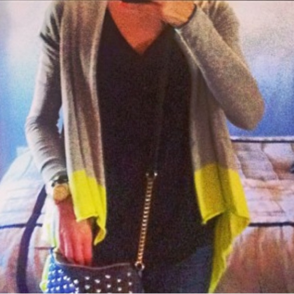Express Ombré Gray Yellow Cardigan